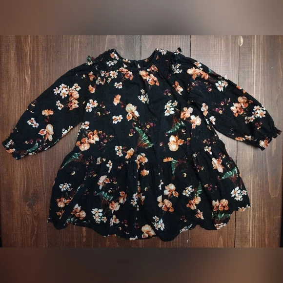 Old Navy | Dresses | Old Navy Flower Print Black Holiday Dress | Poshmark